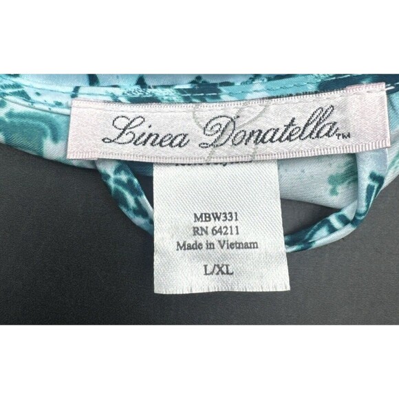 Linea Donatella Satin Charmeuse Wrap Short Robe Jade Medallion Print L/XL NWT - Picture 7 of 8